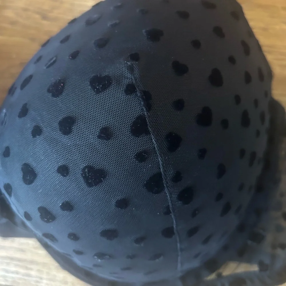 Victoria's Secret Womens Mesh Push Up Bra Padded Heart Pattern Black 38DD